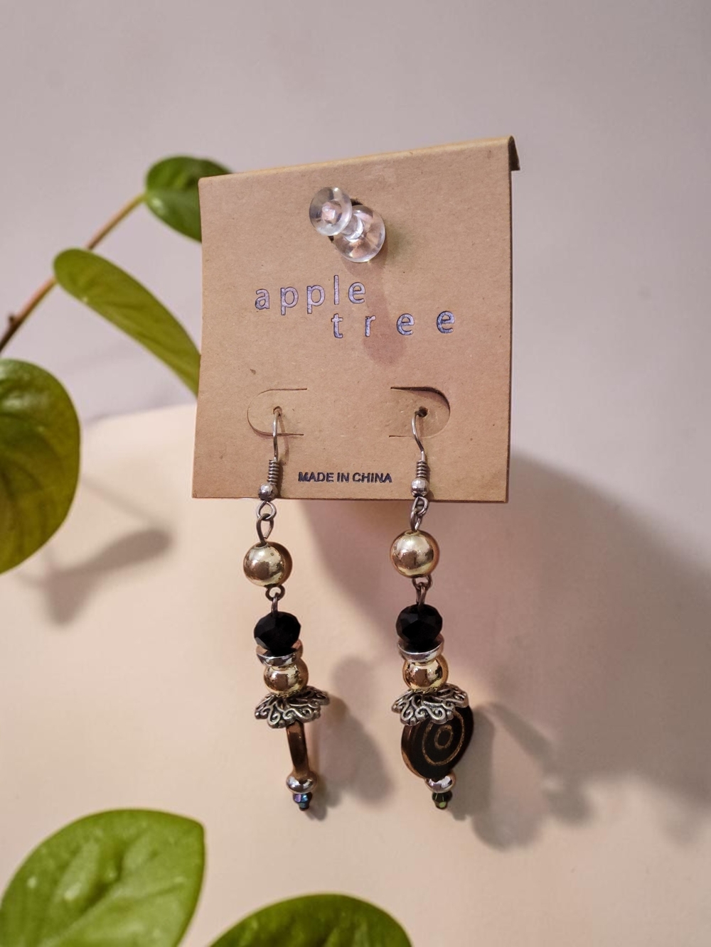 10 / $10 Black and Gold Bead Drop Earrings